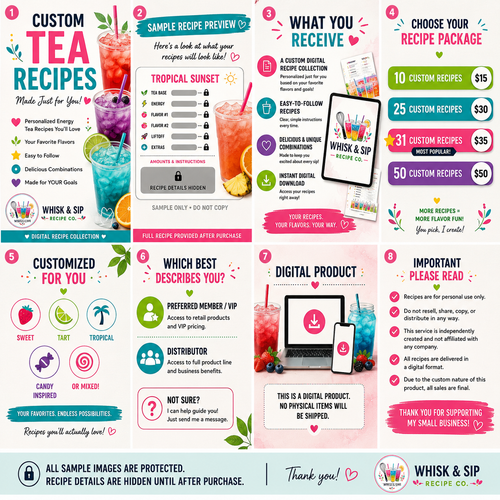 Custom Tea Recipes by Whisk & Sip Recipe Co.