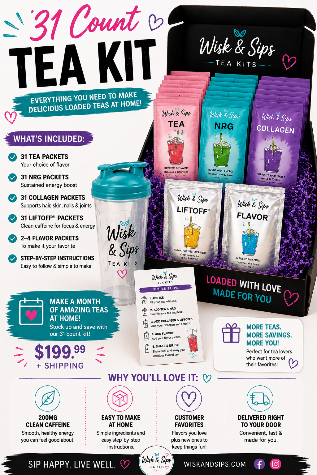 31 Count Tea Kit by Wisk & Sips