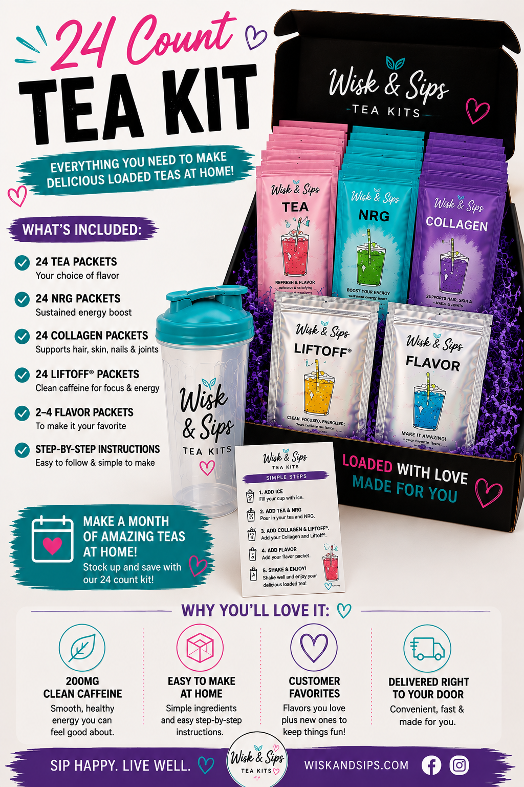24 Count Tea Kit by Wisk & Sips
