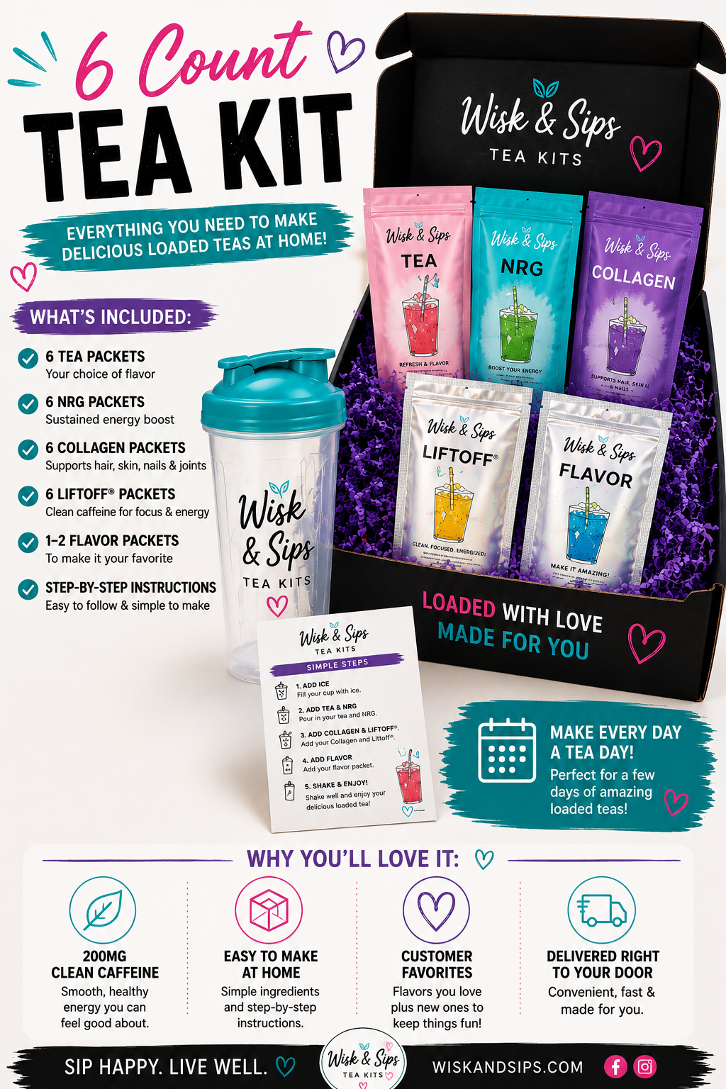 6 Count Tea Kit by Wisk & Sips